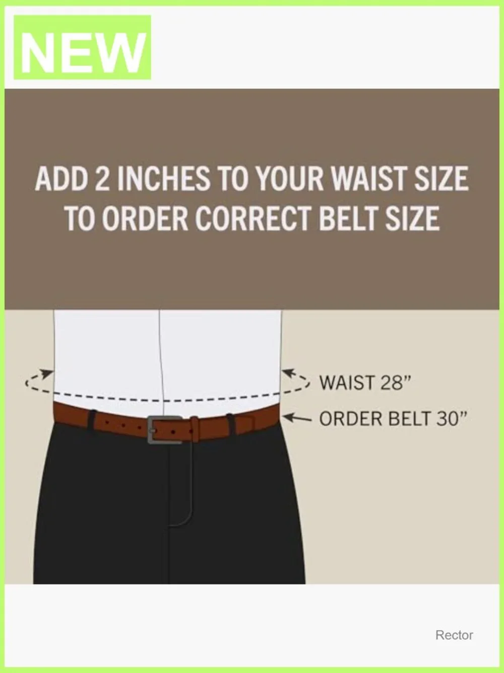 Genuine Leather Belt with Prong Buckle - Extended Sizes 30-54